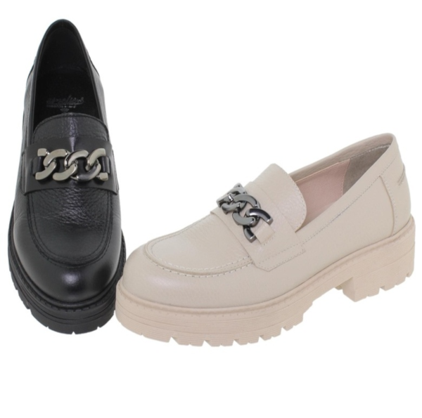 Dames Leren Chunky Loafers Mocassins Instappers
